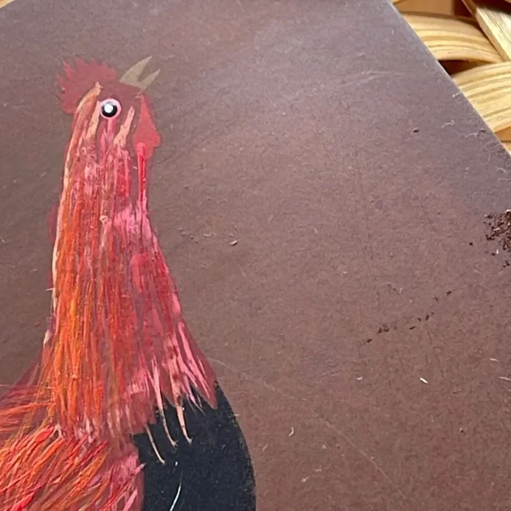 Vintage hand painted rooster basket wall pocket basket